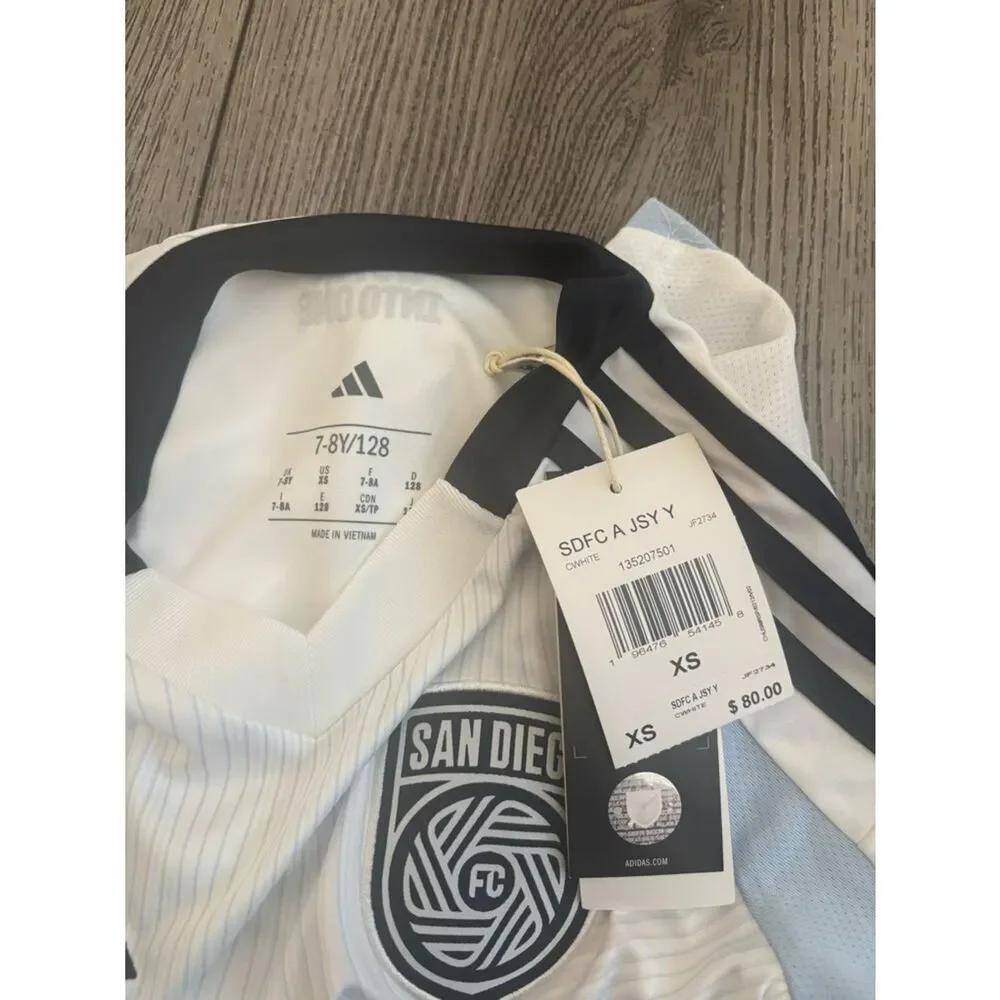 adidas White and Navy San Diego FC Jersey